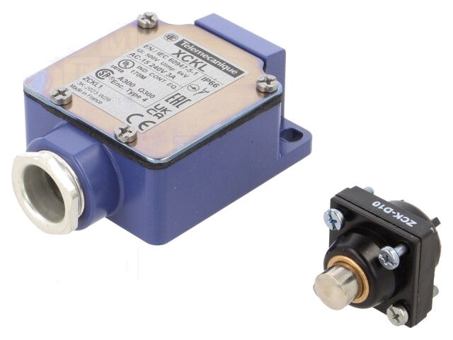 Eindschakelaar; pin Ø10mm; NO + NC; 10A; max.250VAC; max.250VDC Eindschakelaar; pin Ø10mm; NO + NC; 10A; max.250VAC; max.250VDC